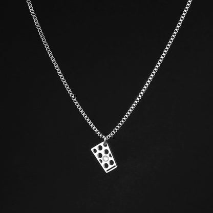 Dubbeglas Halskette mit Zirkon aus Edelstahl