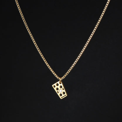 Dubbeglas Halskette mit Zirkon aus Edelstahl