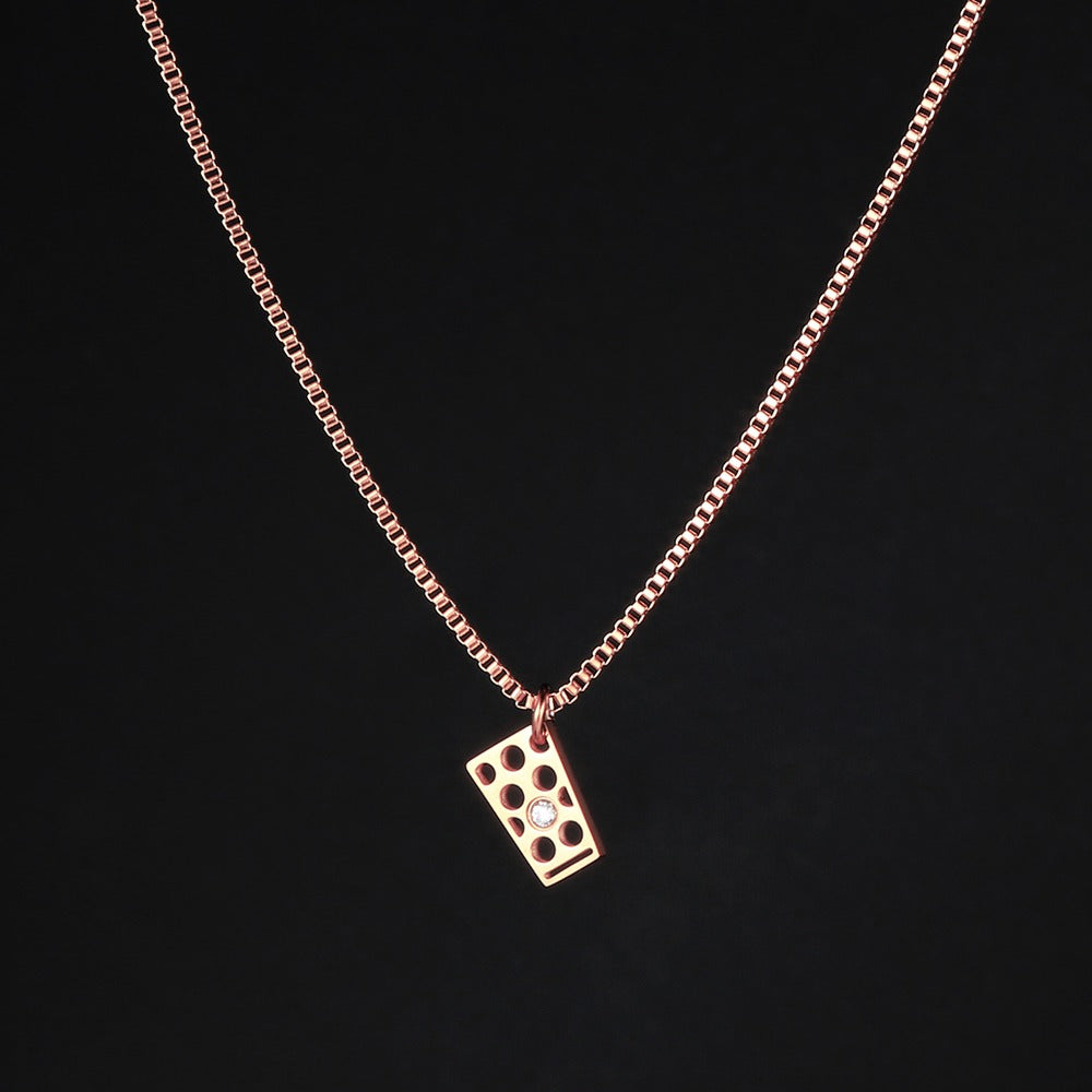 Dubbeglas Halskette mit Zirkon aus Edelstahl