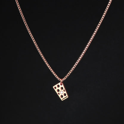 Dubbeglas Halskette mit Zirkon aus Edelstahl