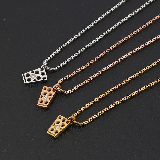 Dubbeglas Halskette mit Zirkon aus Edelstahl