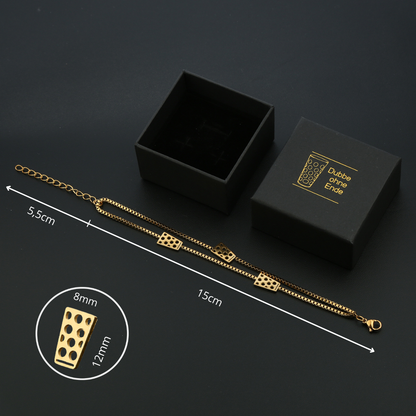 Dubbeglas Armband aus Edelstahl