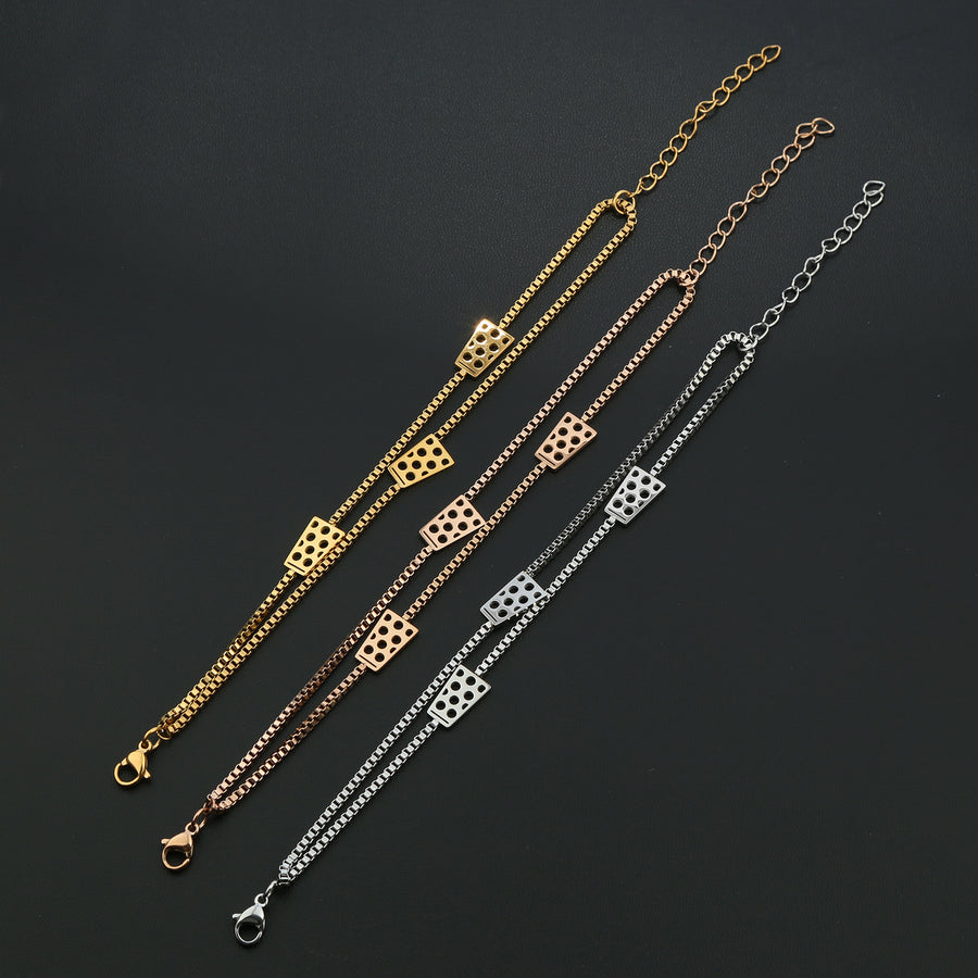 Dubbeglas Armband dreifach aus Edelstahl