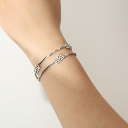 Dubbeglas Armband Edelstahl