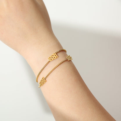 Dubbeglas Armband Edelstahl