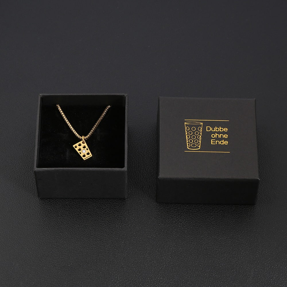 Dubbeglas Halskette mit Zirkon aus Edelstahl