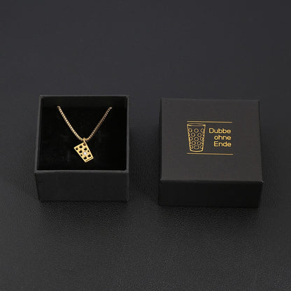 Dubbeglas Halskette mit Zirkon aus Edelstahl