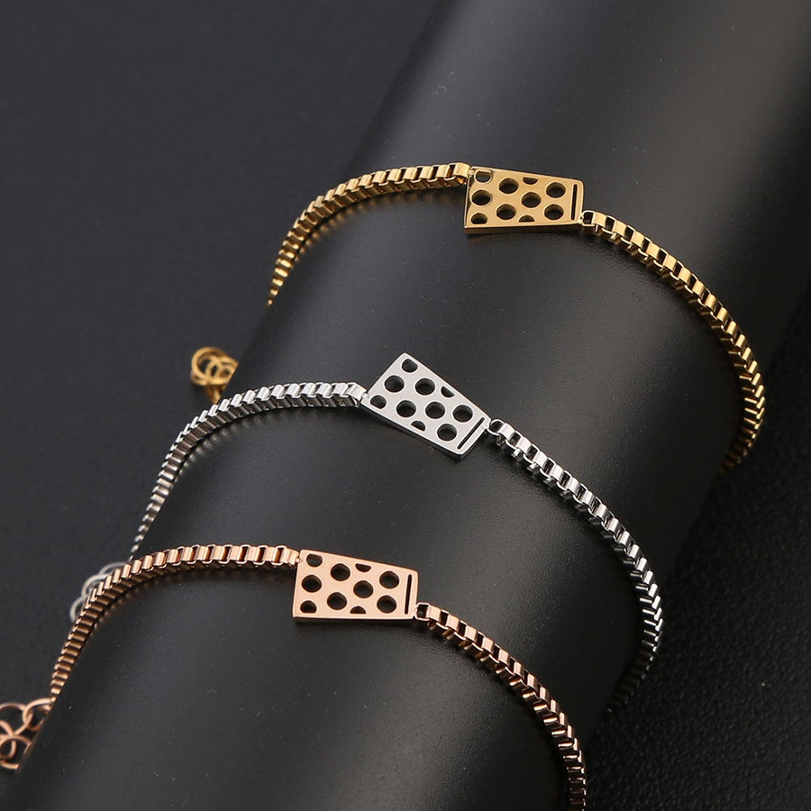 Dubbeglas Armband aus Edelstahl