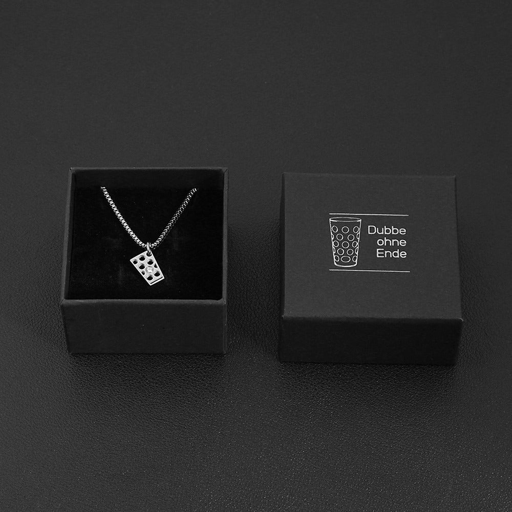 Dubbeglas Halskette mit Zirkon aus Edelstahl