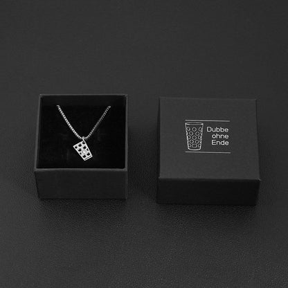 Dubbeglas Halskette mit Zirkon aus Edelstahl