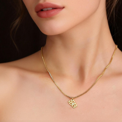 Dubbeglas Halskette mit Zirkon aus Edelstahl