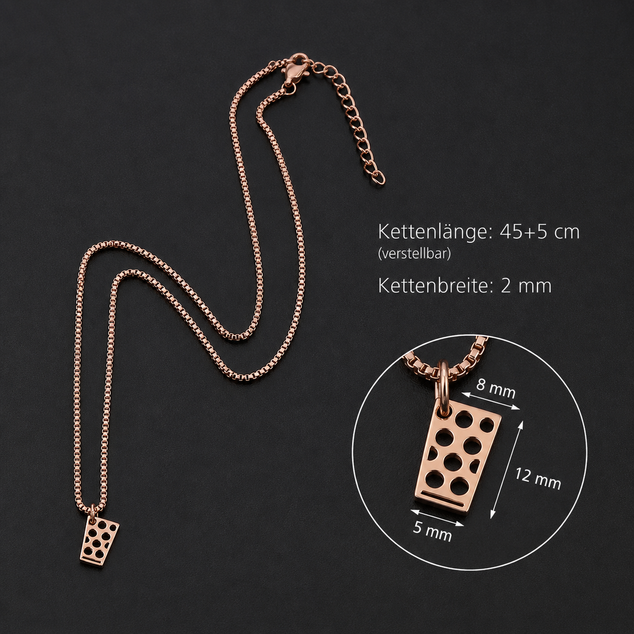 Dubbeglas Halskette aus Edelstahl