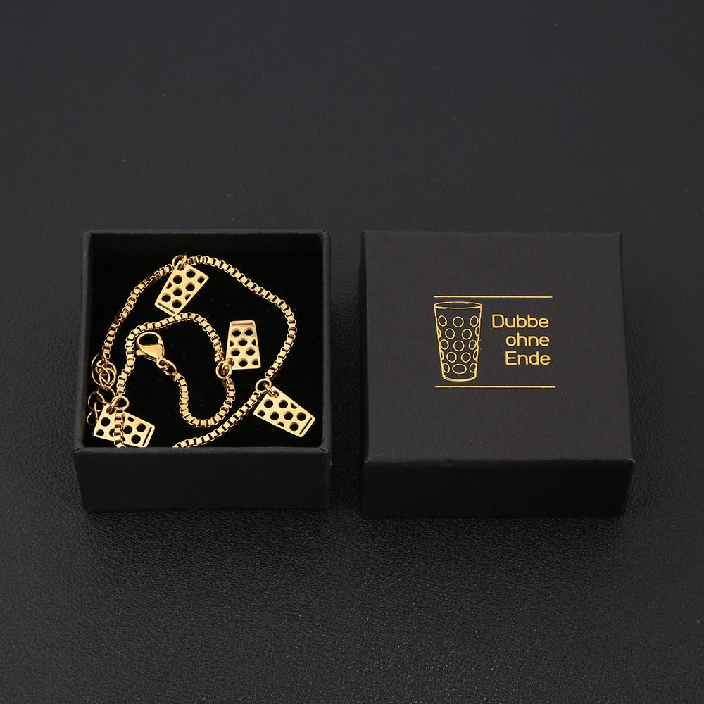 Dubbeglas Fußkette aus Edelstahl