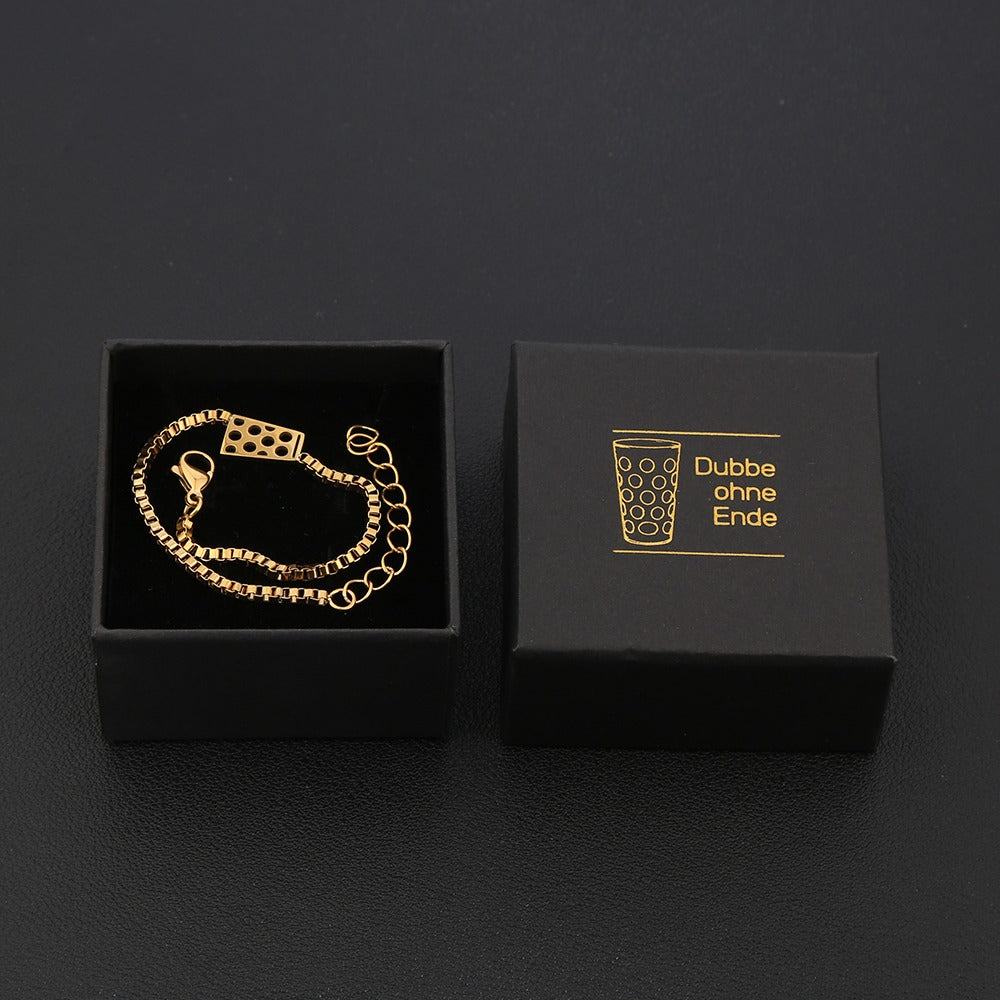 Dubbeglas Armband einfach aus Edelstahl