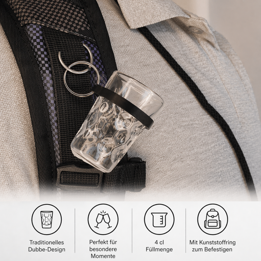 Dubbe-Schnapsglas mit Halter als Pfälzer Weinfest Zubehör