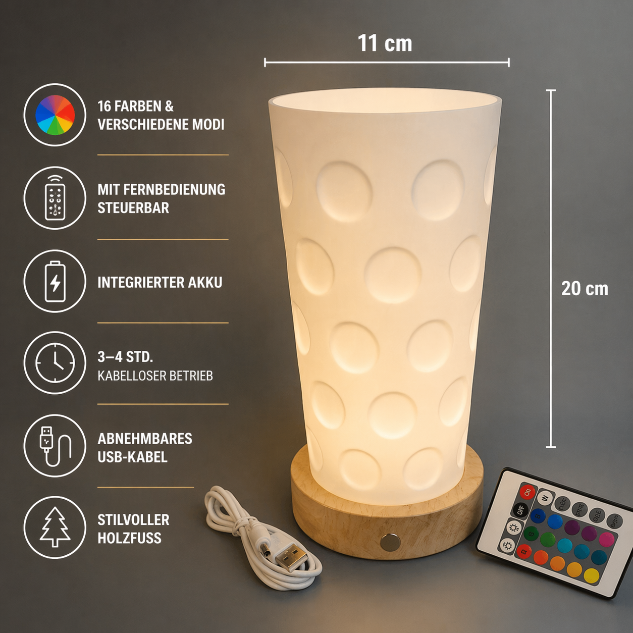Farbwechselnde Dubbeglas LED Lampe im Weinfest Stil