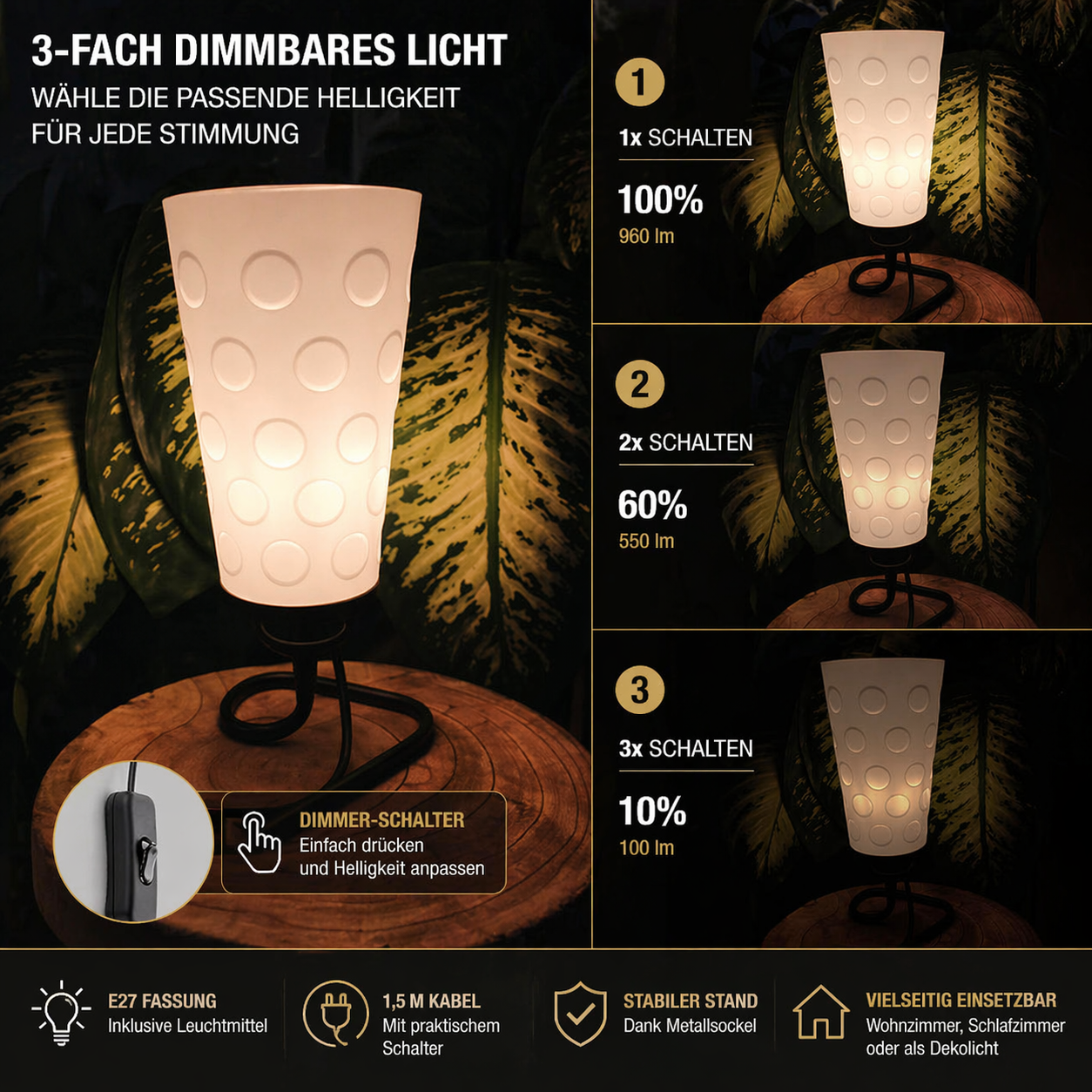 XL Dubbeglas Lampe als stilvolle Wohnzimmer und Garten Deko