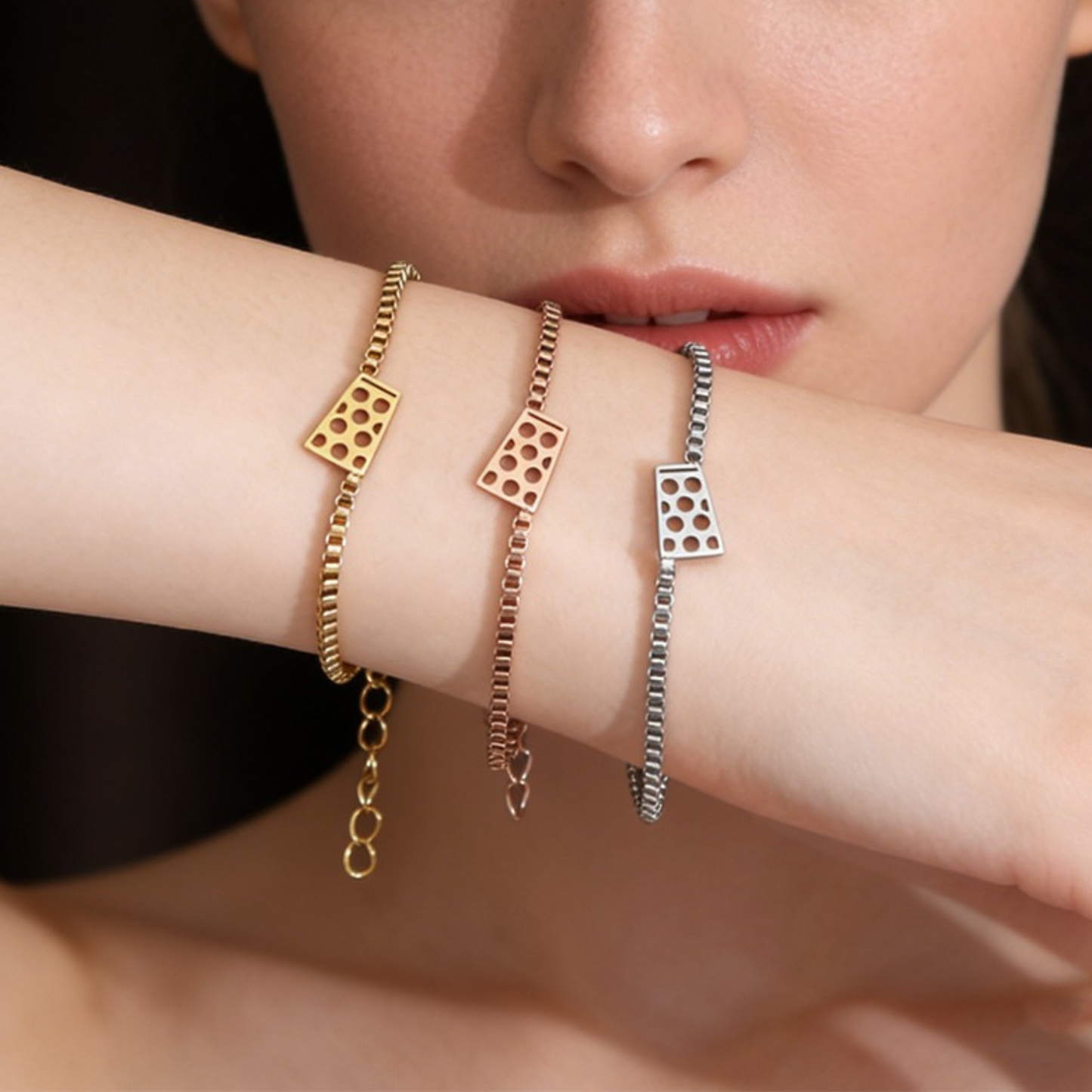 Dubbeglas Armband einfach aus Edelstahl