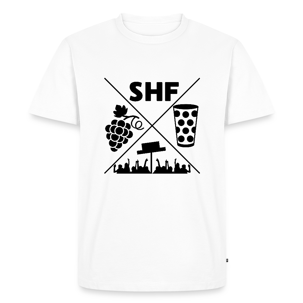 Herren Shirt mit Dubbeglas, Trauben und Frankenthaler Strohhutfest Motiv