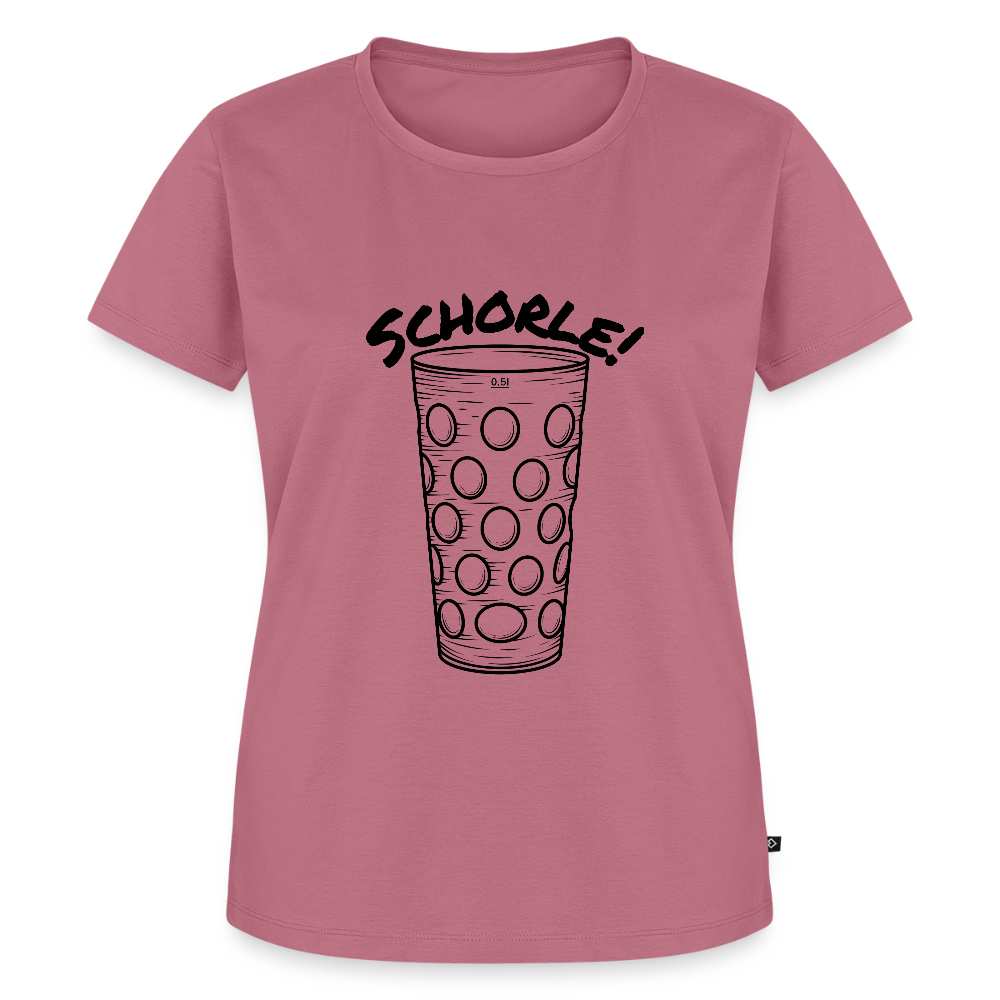 Damen Shirt mit Schorle Schriftzug und Dubbeglas Motiv