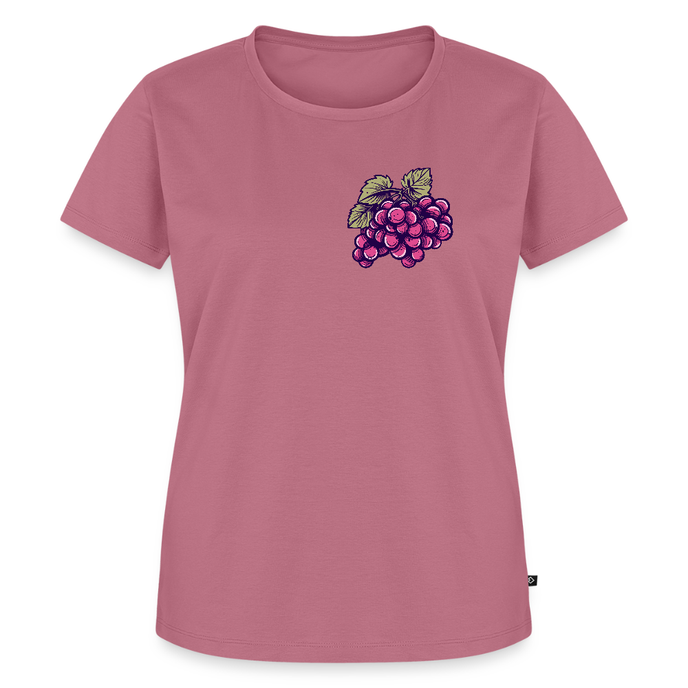 Damen T-Shirt mit Comic Trauben Motiv und Weinblättern